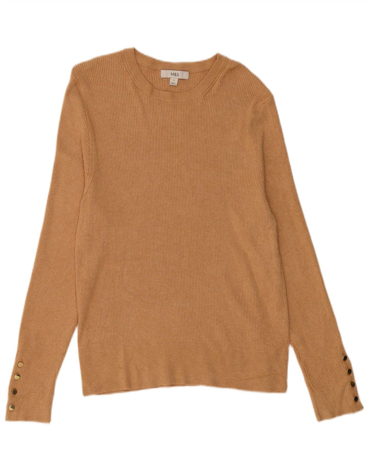 MARKS & SPENCER Ženski džemper s veznim izrezom UK 18 XL bež viskoza