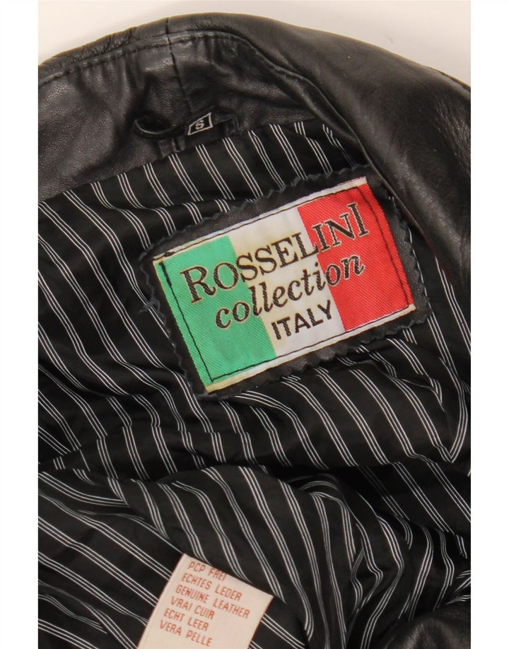 Vintage ženska crna kožna biciklistička jakna UK 8 Mala crna kožna