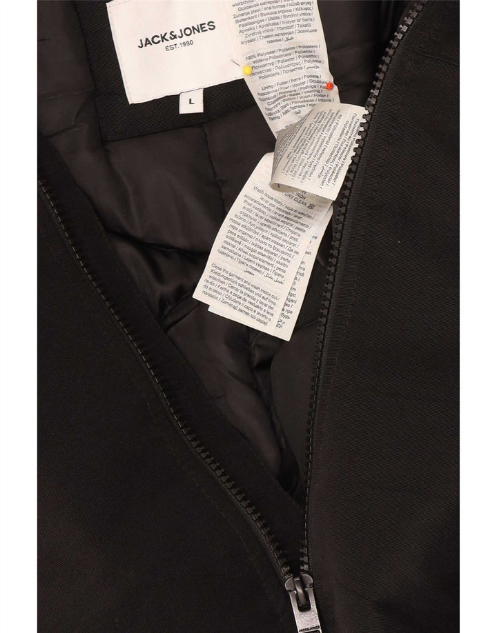 Jack & Jones muška parka jakna s kapuljačom UK 40 veliki crni poliester
