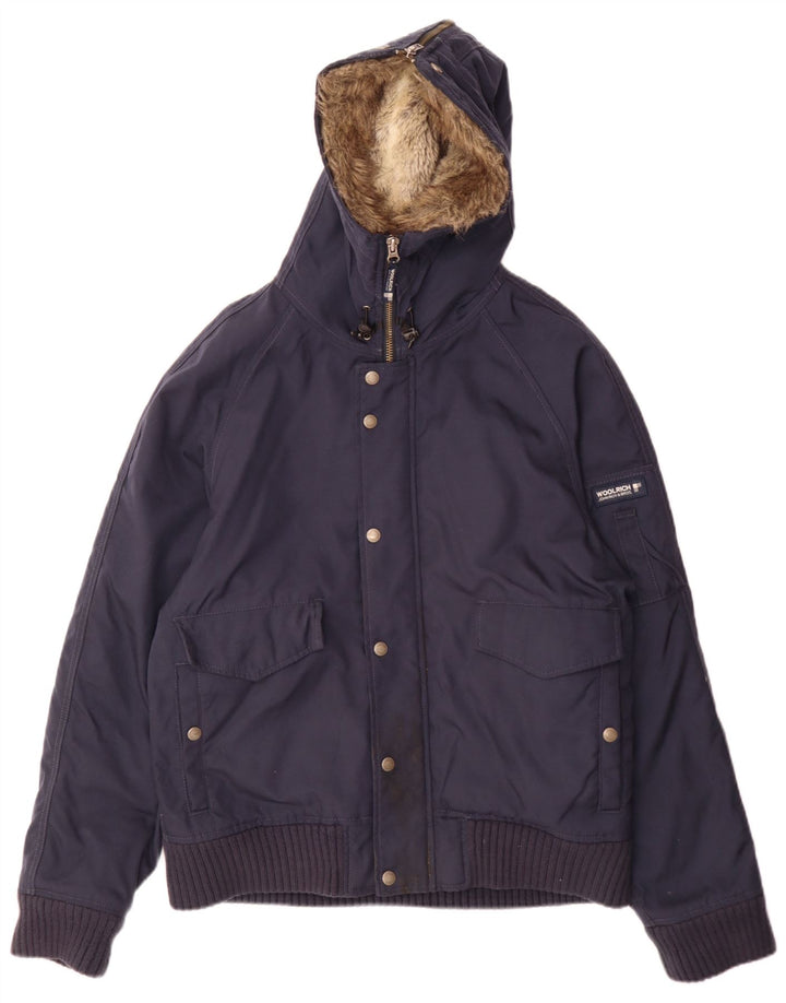 Woolrich muška bomber jakna s kapuljačom UK 38 srednje tamnoplavi najlon