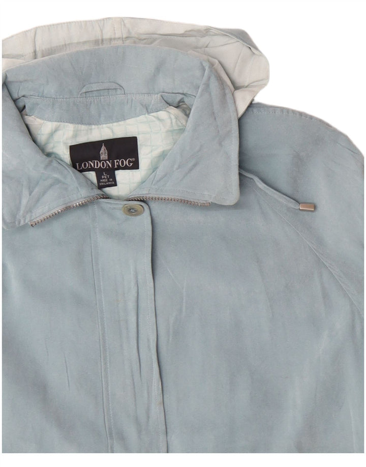 LONDON FOG Ženska vjetrovka s kapuljačom UK 16 velika plava poliesterska jakna