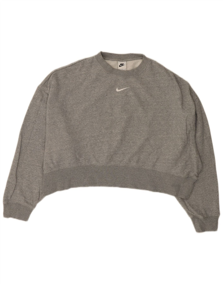 NIKE Ženska prekomjerna majica s kratkim rukavima UK 14 srednje sivi pamuk