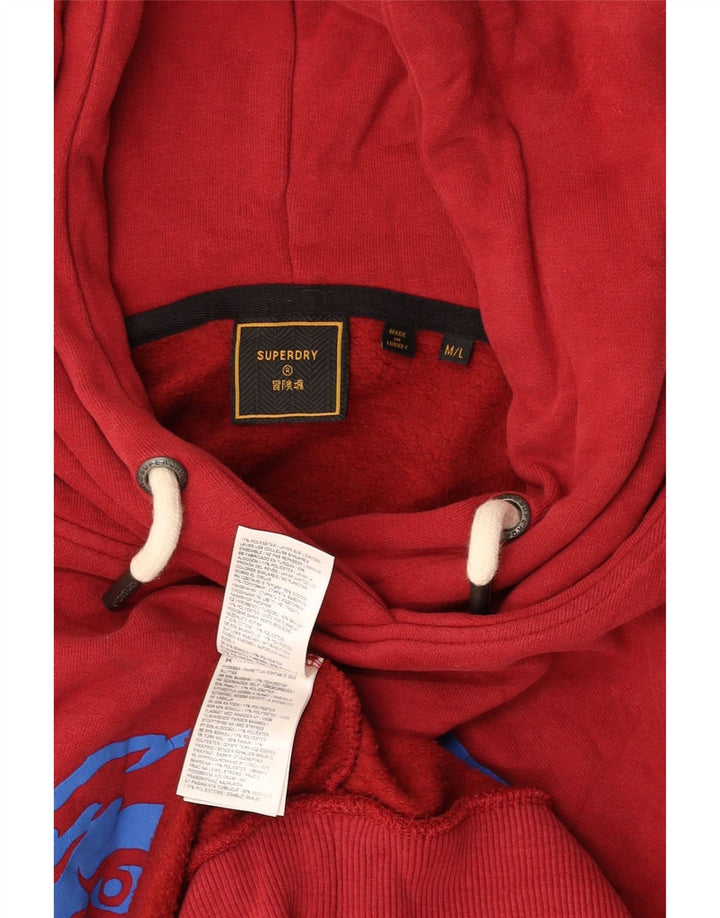 SUPERDRY muška majica s kapuljačom s kapuljačom, srednji tamnocrveni pamuk