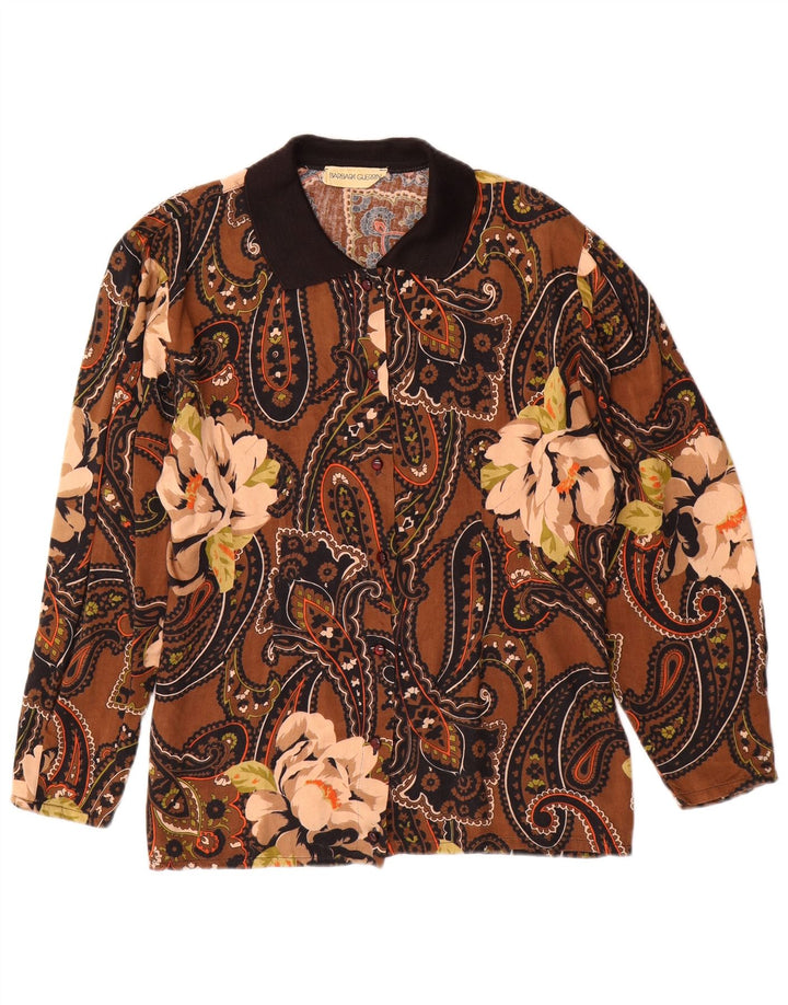 VINTAGE ženska košulja UK 14 Srednje smeđa paisley boja