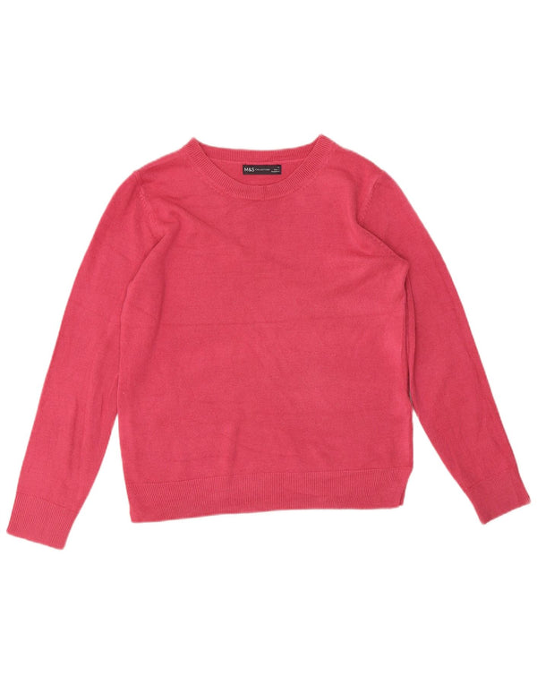 Marks & Spencer Womens Boat Neck Jumper Sweater UK 12 Medium Pink Acrylic
