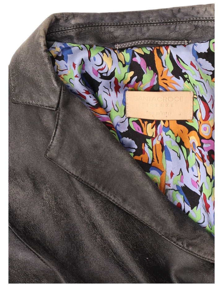 Santacroce ženska kožna jakna sa 2 gumba UK 10 Mala crna