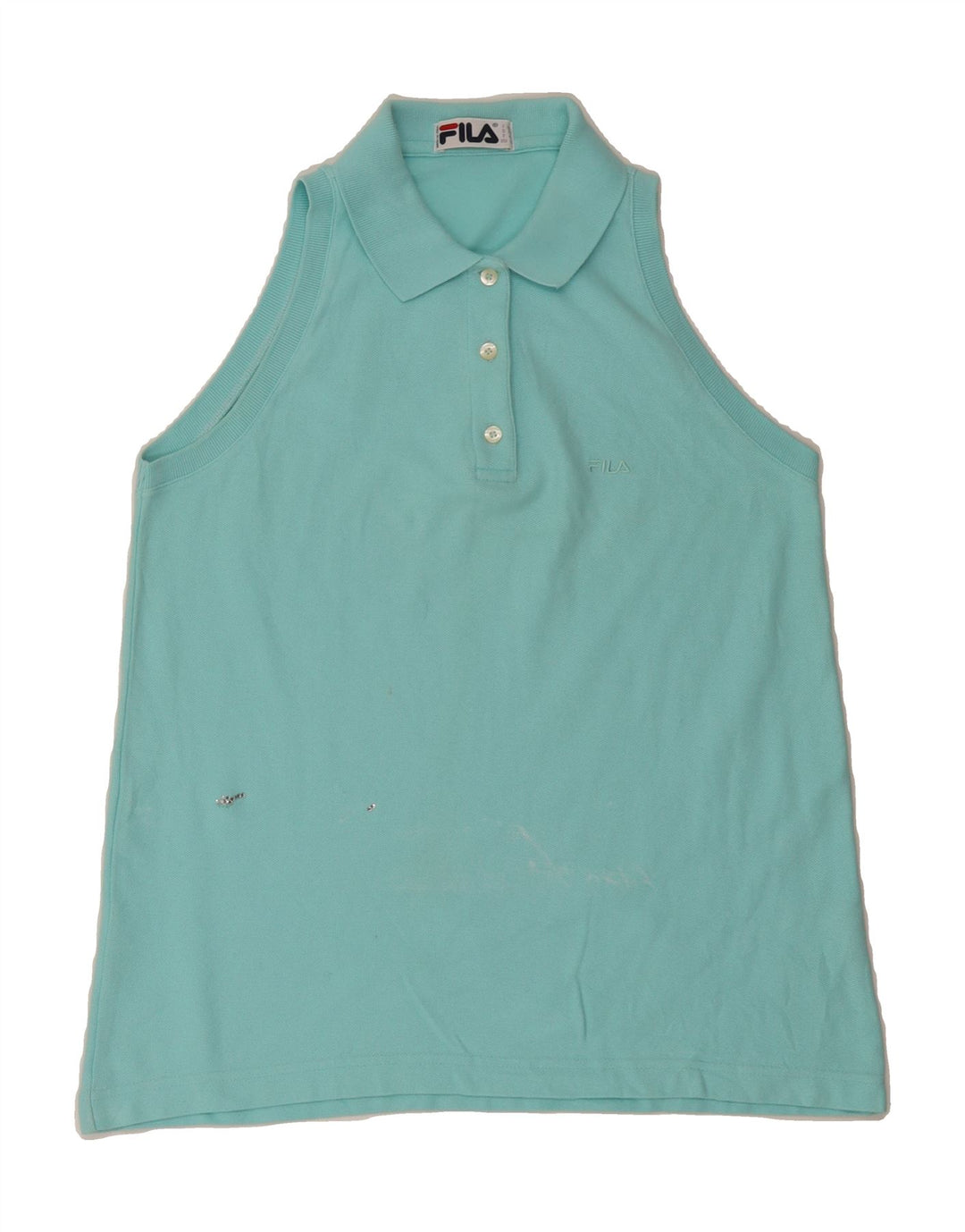 FILA Womens Sleeveless Polo Shirt IT 46 Large Turquoise Vintage Fila and Second-Hand Fila from Messina Hembry 