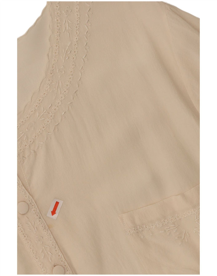 VINTAGE gornji dio ženske bluze UK 16 Large Off White Silk