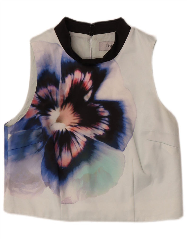 Coast majica kratke kratke bluze bez rukava UK 12 Srednje zelena cvjetna poliester