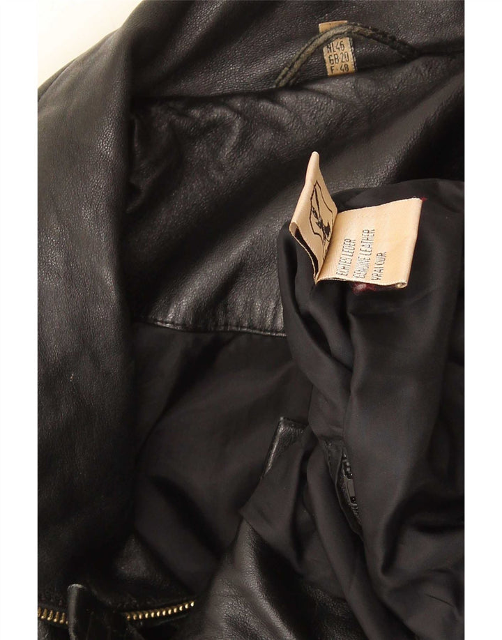 Vintage ženski preveliki kožni kaput UK 20 2XL crni