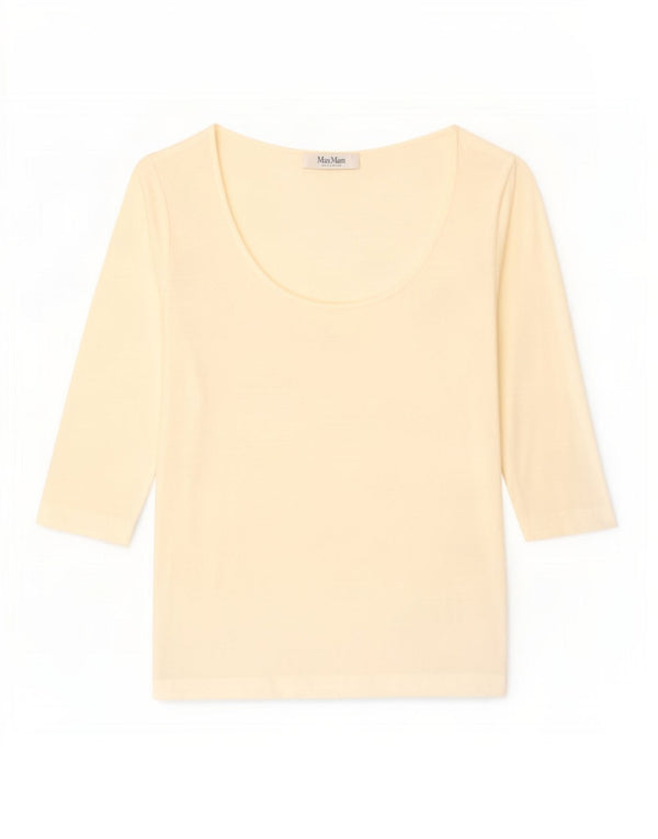 Max Mara Womens Top 3/4 Sleeve UK 6 XS Off White