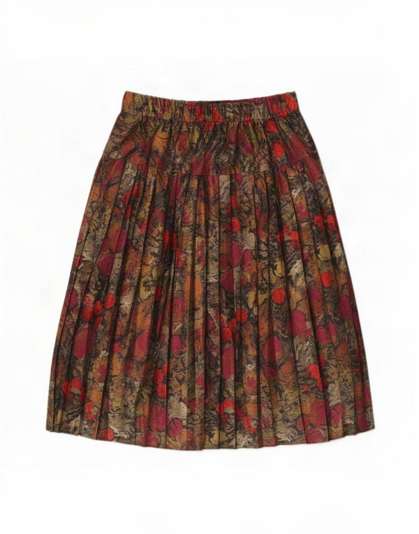 Vintage ženska plisirana suknja visokog struka UK 20 2XL W30 Raznobojna cvjetna suknja