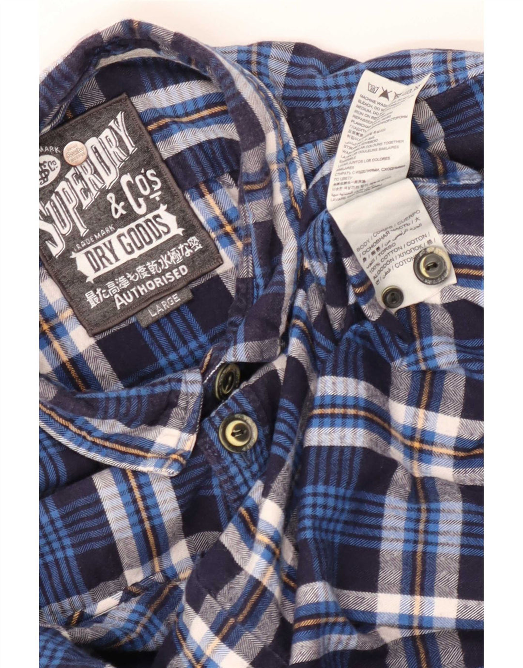 Superdry muška flanelska košulja, veliki tamnoplavi karirani pamuk