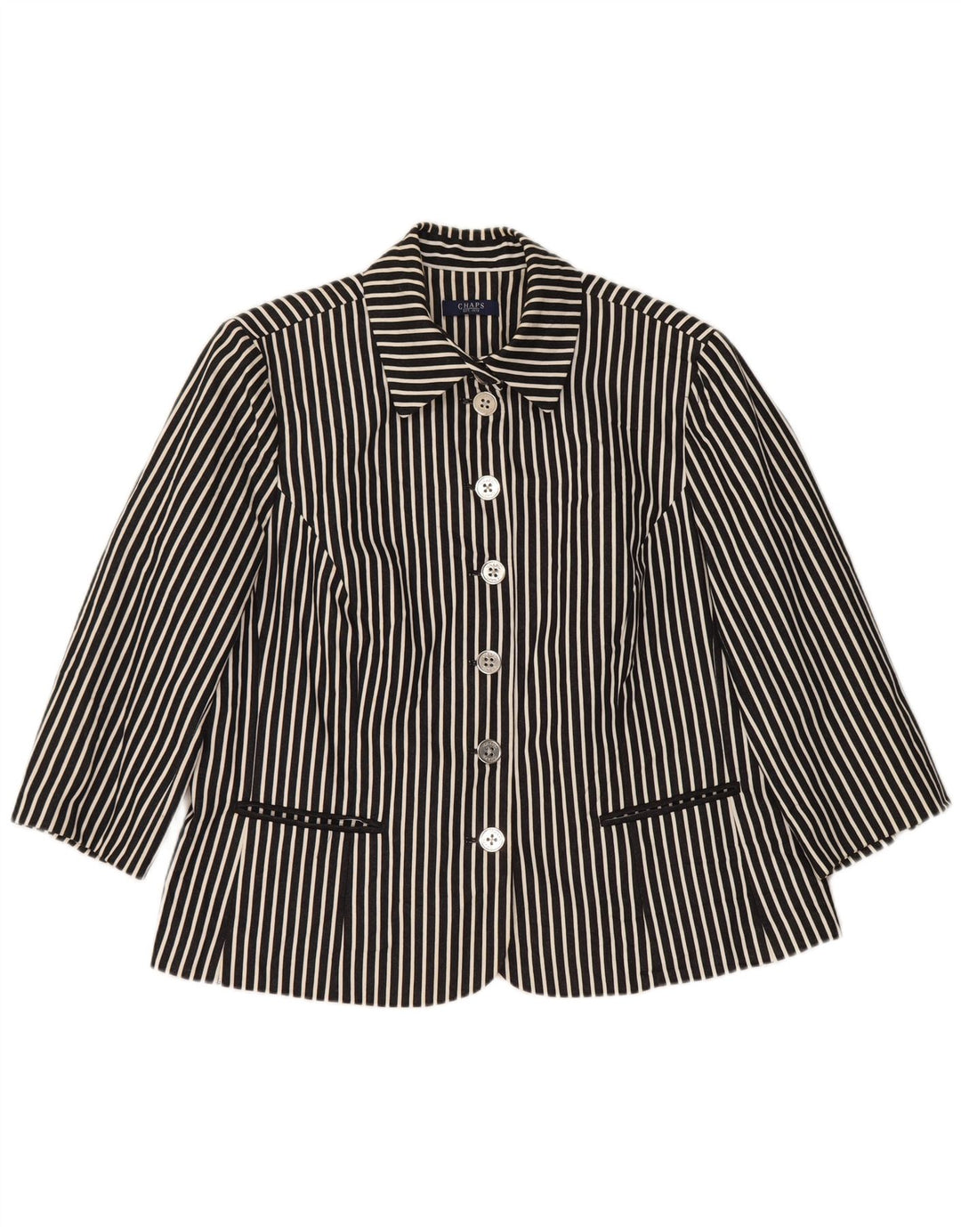 Chaps ženski sako sa 3/4 rukava i 6 gumba UK 18 XL tamnoplava na pruge