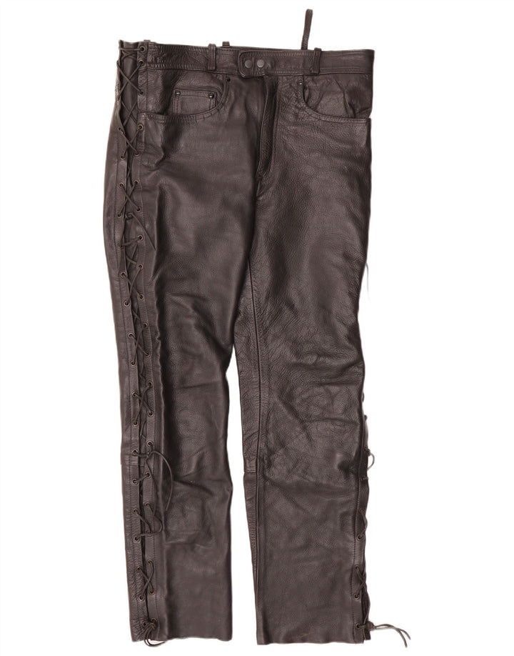 VINTAGE muške kožne hlače W34 L30 crne