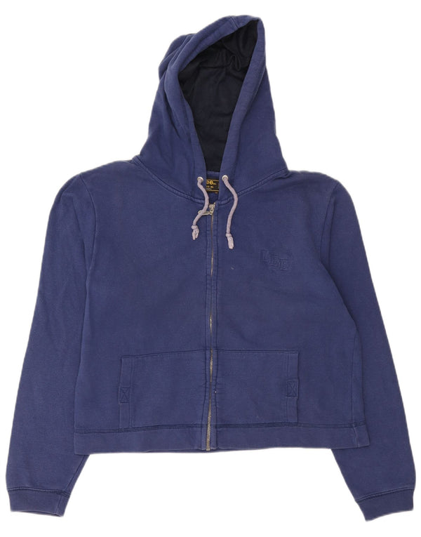 Lee ženski kratki pulover s kapuljačom s patentnim zatvaračem UK 18 XL tamnoplavi pamuk