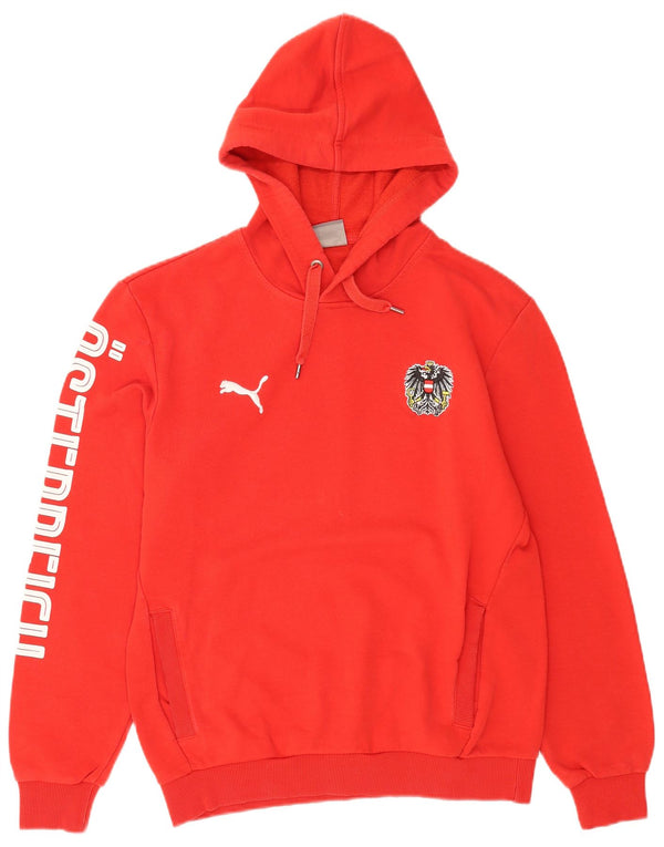 Puma muška majica s kapuljačom srednje crvene boje