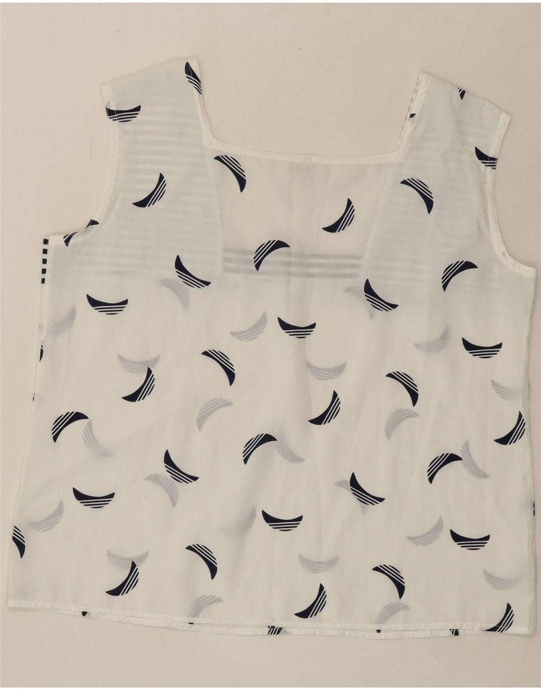 VINTAGE Womens Crop Sleeveless Blouse Top IT 48 XL White Striped Polyester Vintage Vintage and Second-Hand Vintage from Messina Hembry 