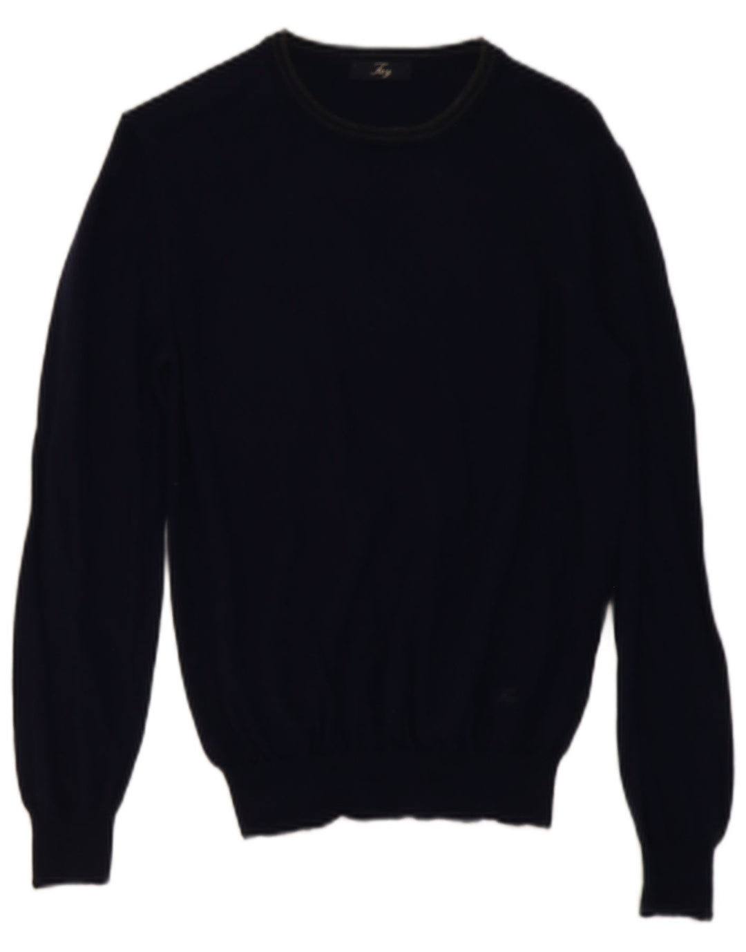 FAY Womens Crop Crew Neck Jumper Sweater UK 12 Medium Navy Blue