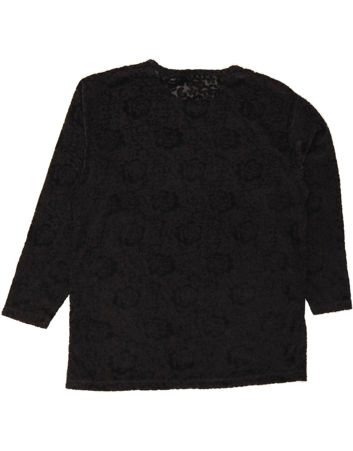 YESSICA Womens Long Sleeve See Through Top EU 40/42 Medium Black Floral Vintage Yessica and Second-Hand Yessica from Messina Hembry 