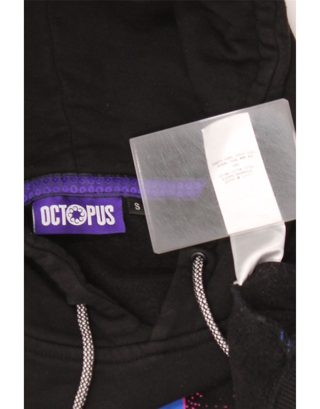 OCTOPUS, muška majica s kapuljačom s grafičkim motivima, mali crni pamuk u blokovima boja