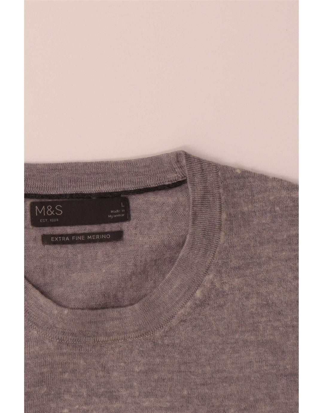 Marks & Spencer muški džemper s okruglim izrezom od velike sive merino vune