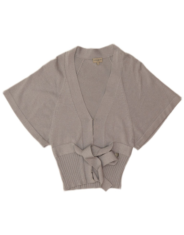 Ženski kardigan pulover kratkih rukava Karen Millen US 1 XS srebrna viskoza