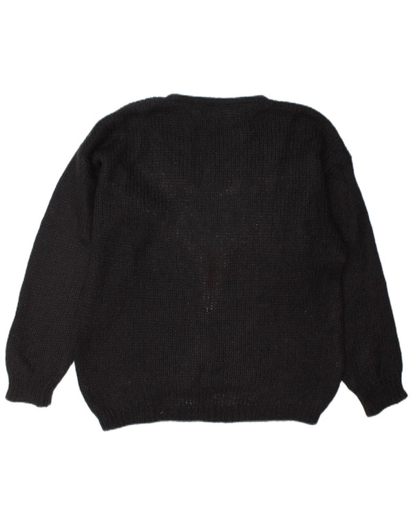 Vintage ženski džemper s okruglim izrezom UK 18 XL crni moher
