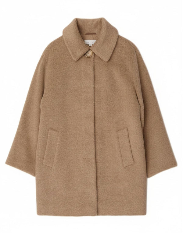 Vintage ženski preveliki kaput UK 12 srednje bež vune