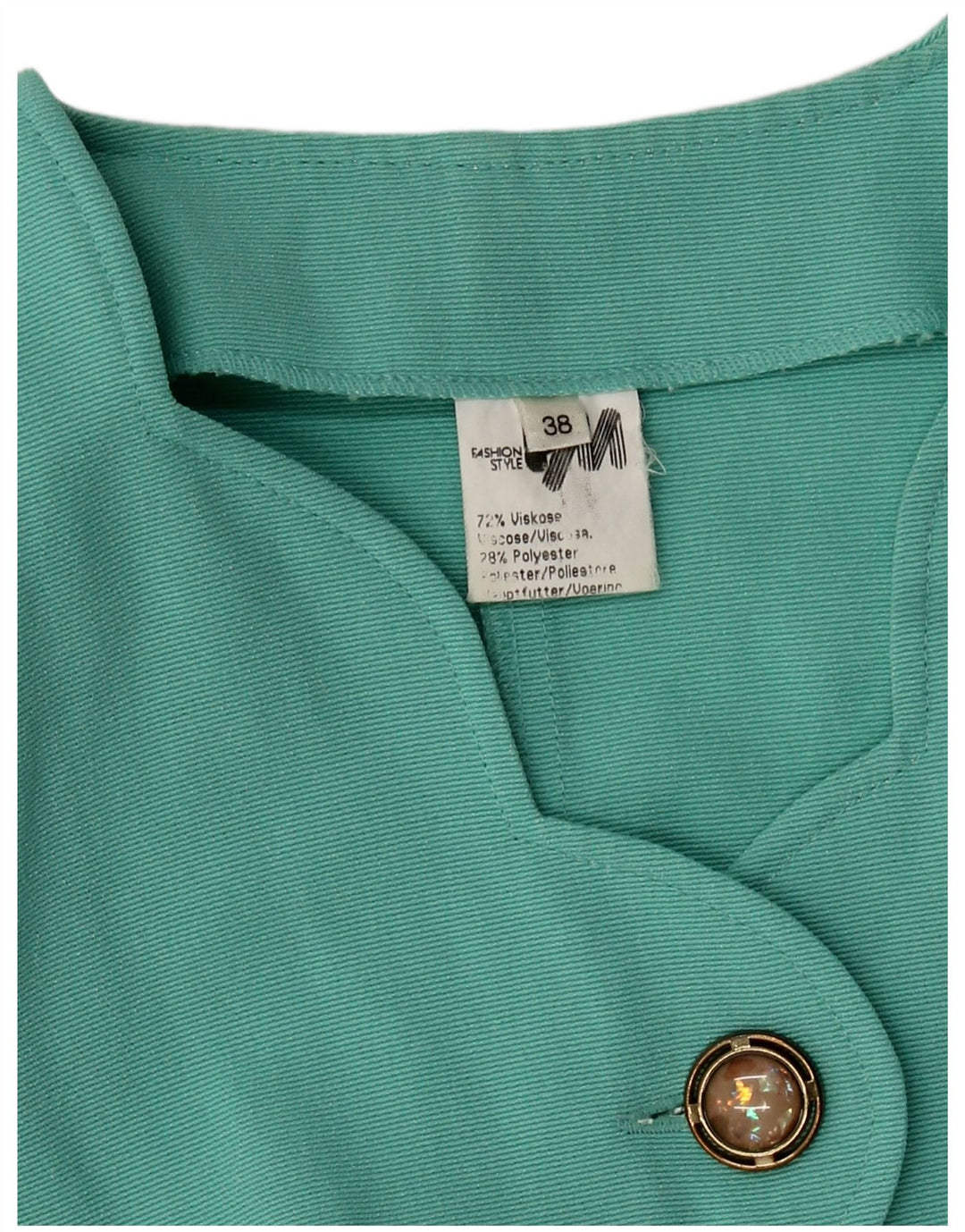 VINTAGE ženski sako s 5 gumba EU 38 srednje tirkizna viskoza