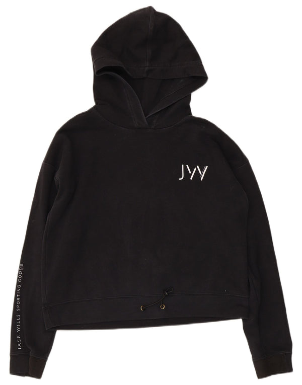 Jack Wills Ženska velika majica s kapuljačom s grafičkim motivima UK 10 Mali crni pamuk