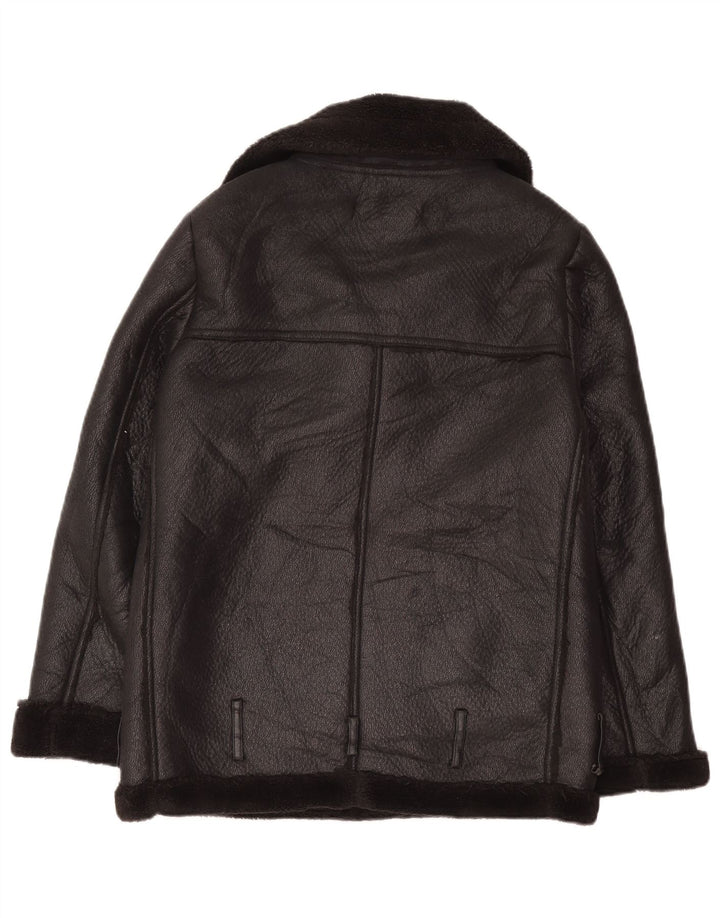 Zara ženska prevelika Sherpa jakna UK 6 XS crni poliester