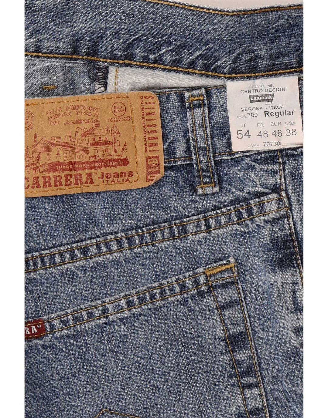 Carrera Mens 700 Regular Straight Jeans W38 L28 Plavi pamuk