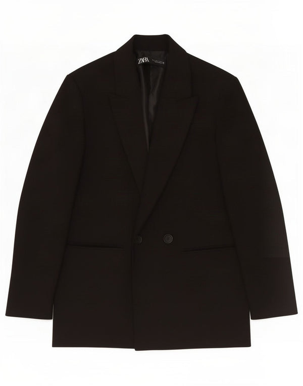 Zara Mens Double Breasted Blazer Jacket UK 36 Small Black Polyester