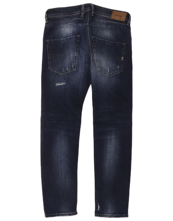 Diesel Mens Belther Distressed Sužene uske traperice W32 L30 Plavi pamuk