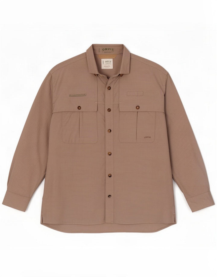 Orvis muška putna majica Large Beige Gingham Polyester