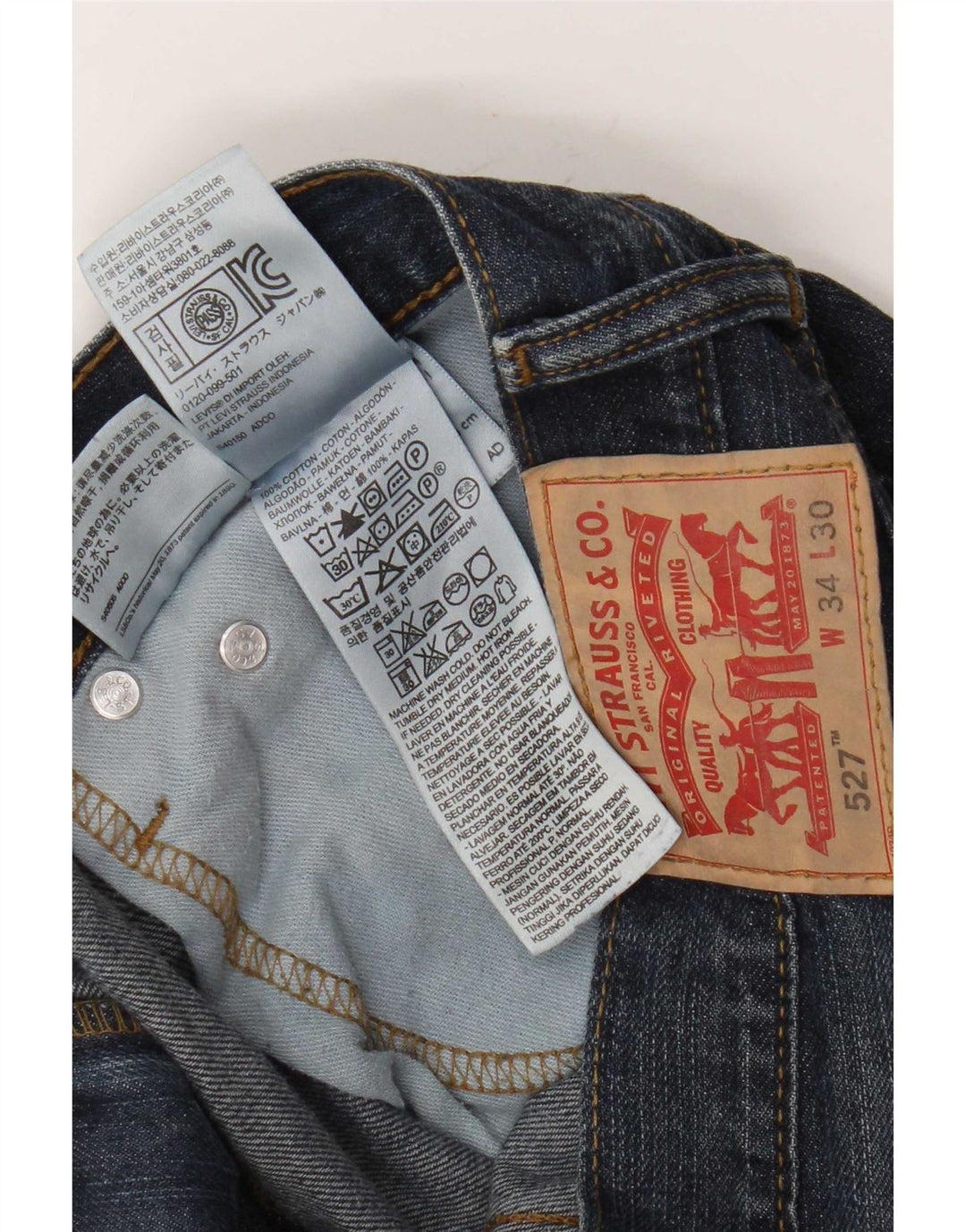 Levi's muške 527 Bootcut traperice W34 L30 tamnoplavi pamuk