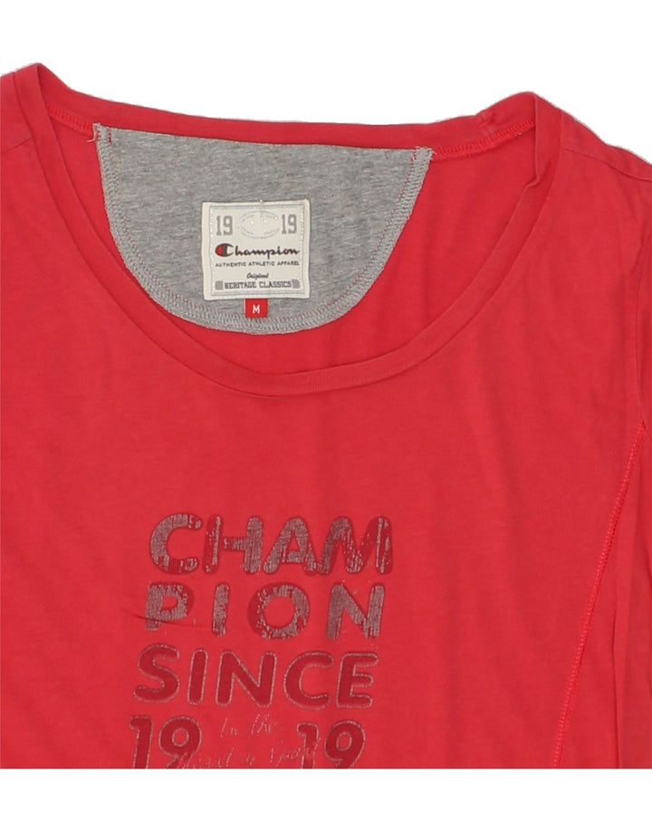 CHAMPION Womens Graphic T-Shirt Top UK 12  Medium Pink Vintage Champion and Second-Hand Champion from Messina Hembry 