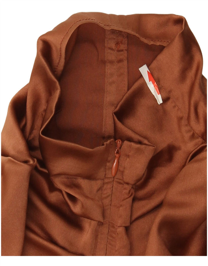 ALYSI Ženska majica dugih rukava UK 10 Small Brown Silk