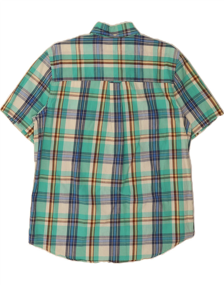 CHAPS Mens Short Sleeve Shirt Medium Green Check Cotton Vintage Chaps and Second-Hand Chaps from Messina Hembry 
