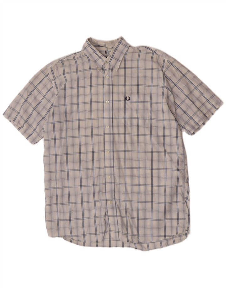 Fred Perry muška majica kratkih rukava Veliki bijeli karirani pamuk