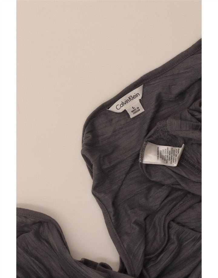 CALVIN KLEIN Ženski prsluk UK 14 Veliki sivi prugasti poliester