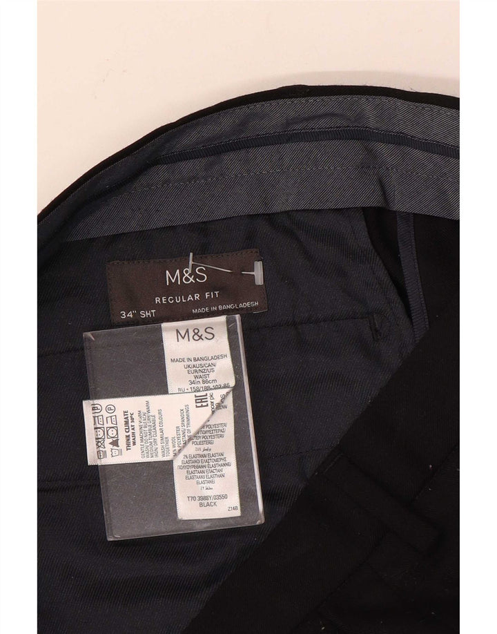Marks & Spencer muške chino hlače standardnog kroja W34 L29 crna vuna