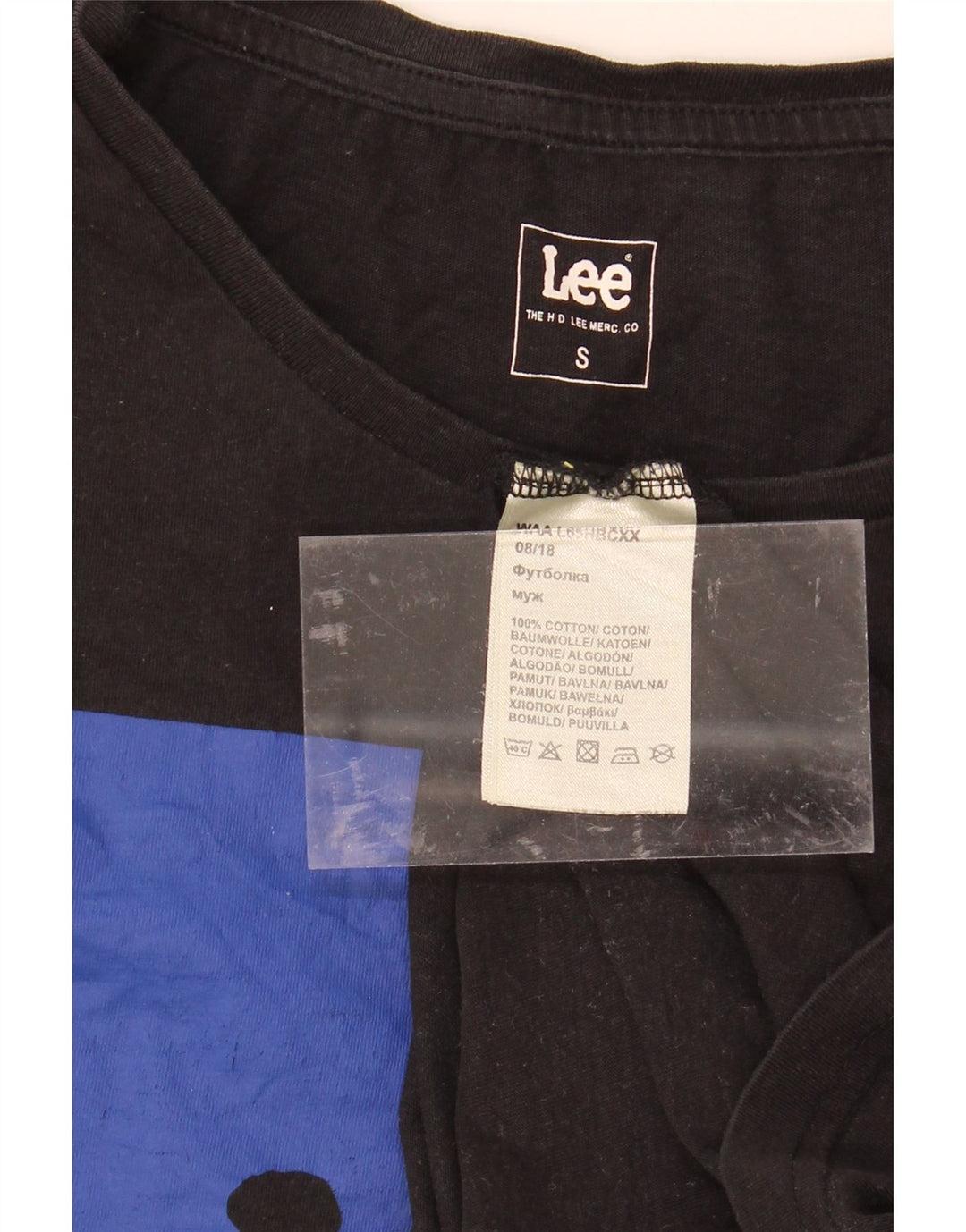 LEE Mens Graphic T-Shirt Top Small Black Colourblock Cotton Vintage Lee and Second-Hand Lee from Messina Hembry 