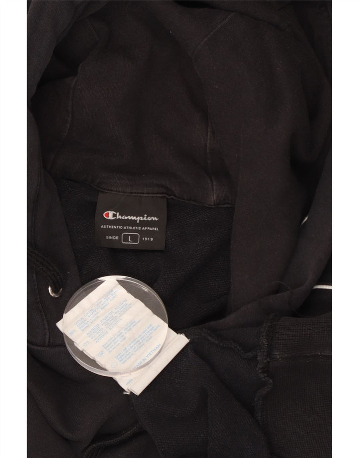 CHAMPION Muška majica s kapuljačom s kapuljačom, veliki crni pamuk