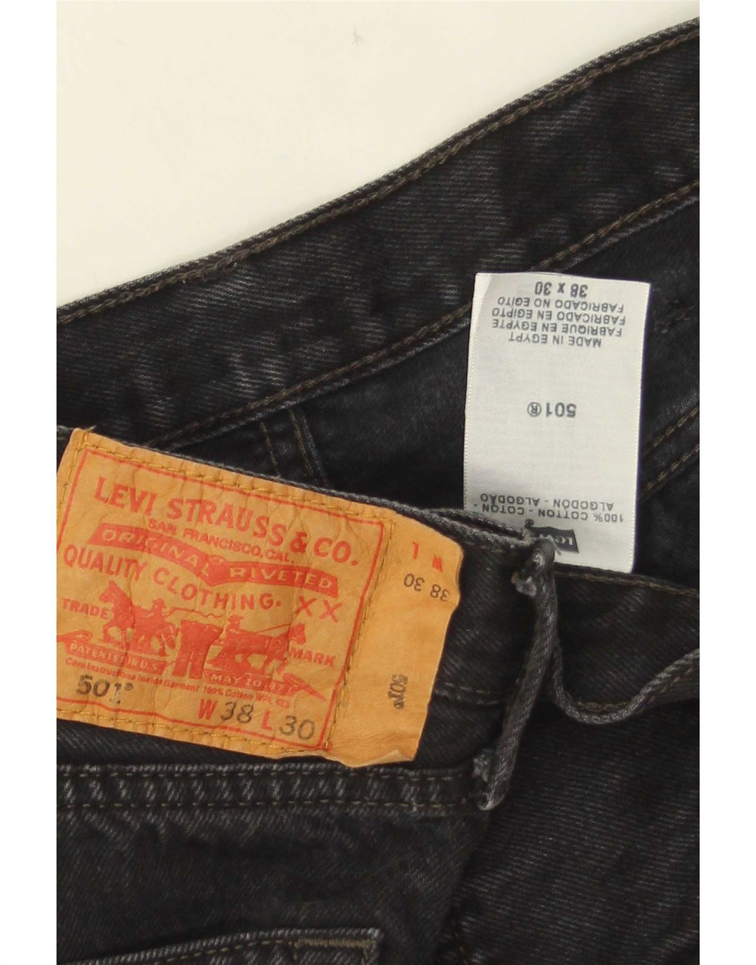Levi's muške 501 ravne traperice W38 L30 crni pamuk