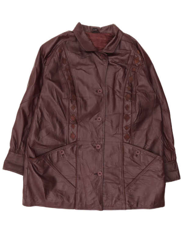 Vintage ženski kožni kaput UK 24 4XL Bordo Argyle/Diamond koža