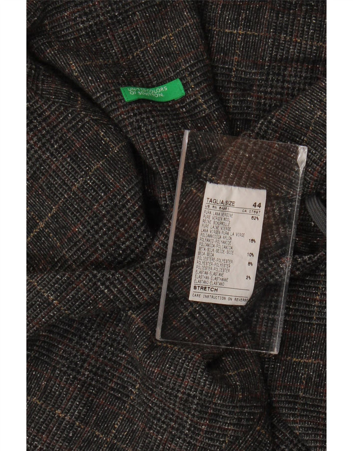 Benetton ženska mini suknja IT 44 srednje veličine W34 siva djevičanska vuna s ptičijim zubima