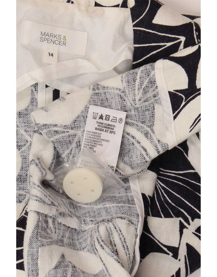 Marks & Spencer ženski sako sa 3/4 rukavima UK 14 Srednje bijeli cvjetni