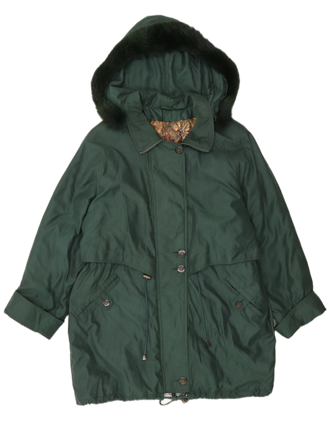 Vintage ženska velika parka jakna s kapuljačom UK 16 veliki zeleni poliester